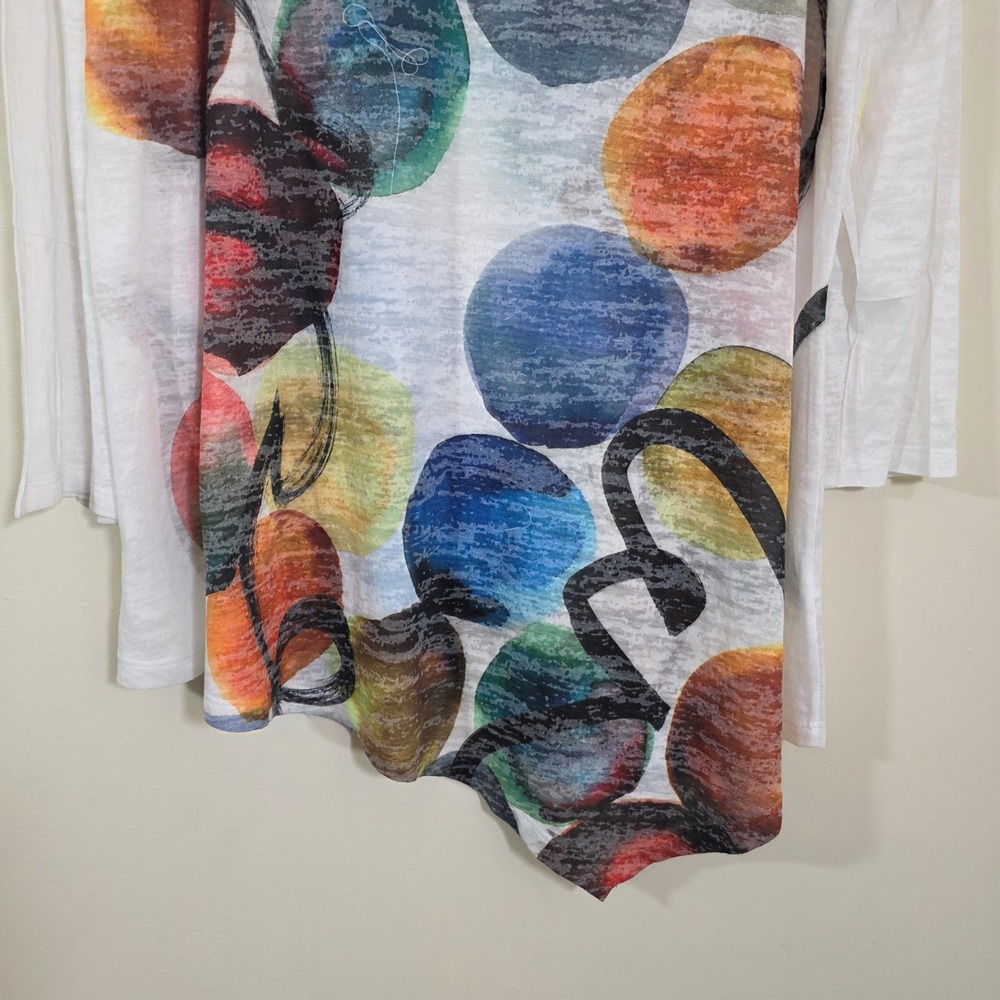 Jess & Jane Women Tunic Abstract Polka Dot Burnout asymmetrical Hem Multi 1X - Picture 8 of 12